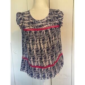 Vineyard‎ Vines Size Small Smock Top Silk Blend Navy & White